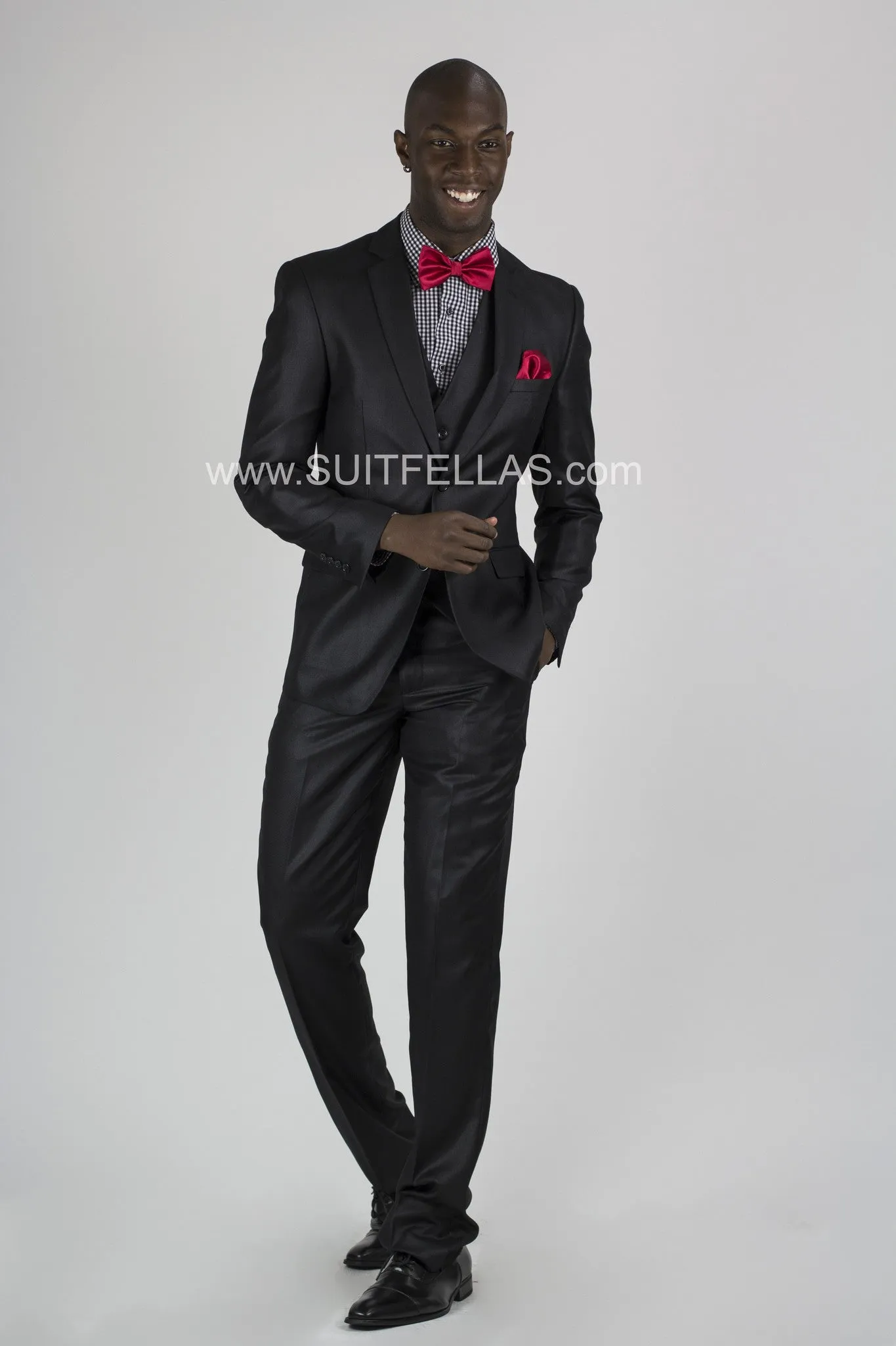 2 Button Notch Lapel Black Slim Fit Suit FF2SV-423