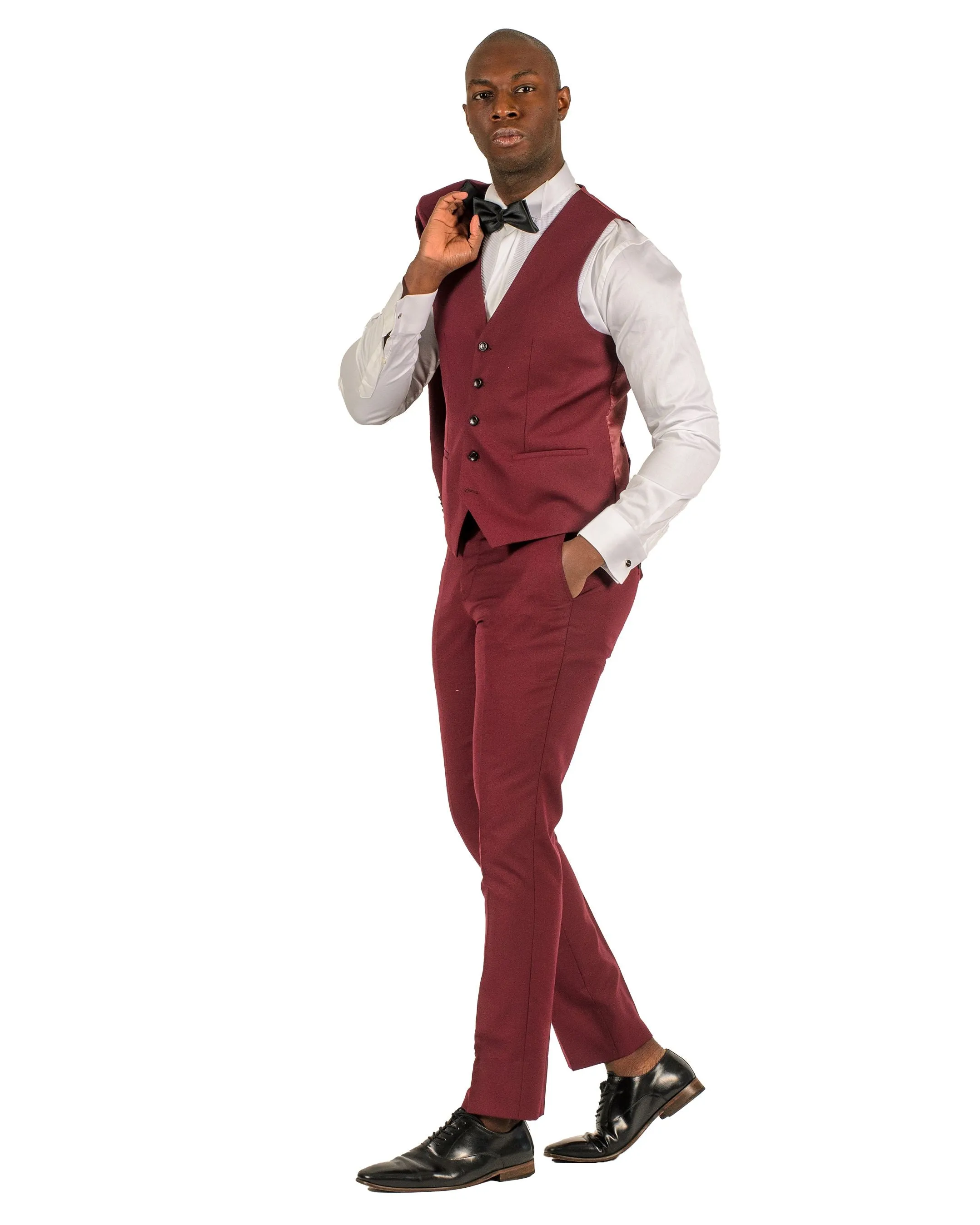 2 Button Shawl Lapel Burgundy Slim Fit Suit FF2SSX V-1230