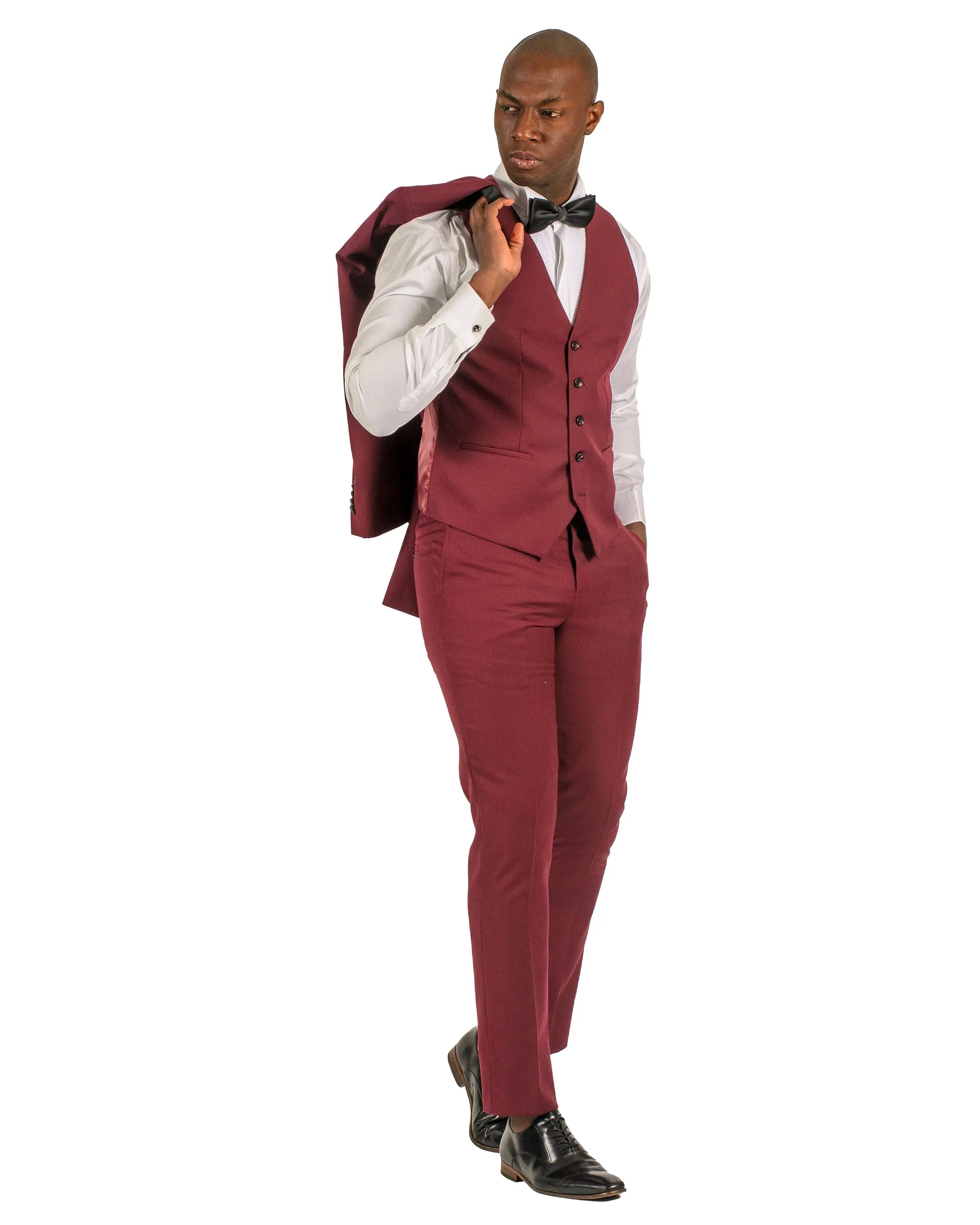 2 Button Shawl Lapel Burgundy Slim Fit Suit FF2SSX V-1230