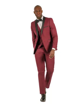 2 Button Shawl Lapel Burgundy Slim Fit Suit FF2SSX V-1230