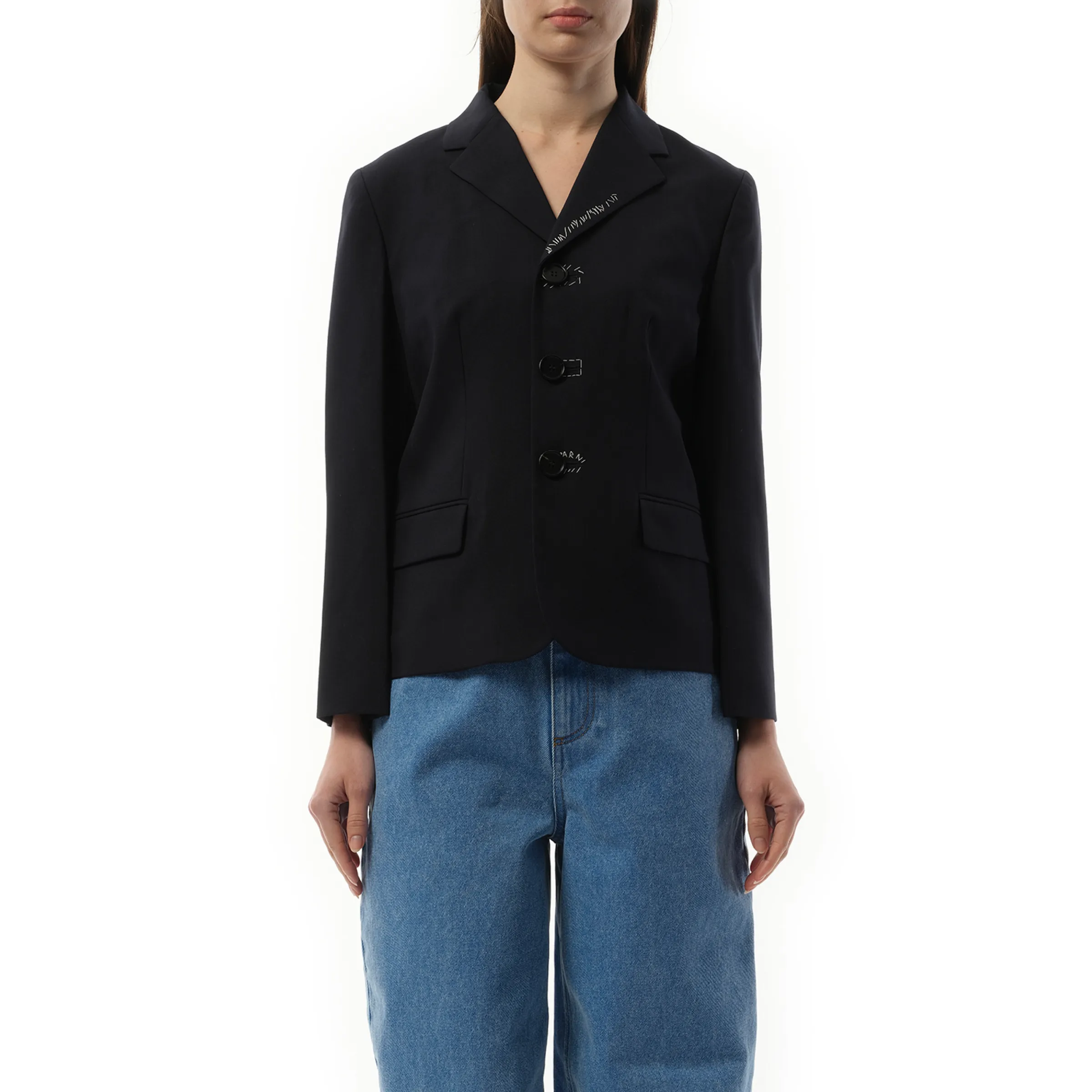 3 Button Wool Jacket in Blublack