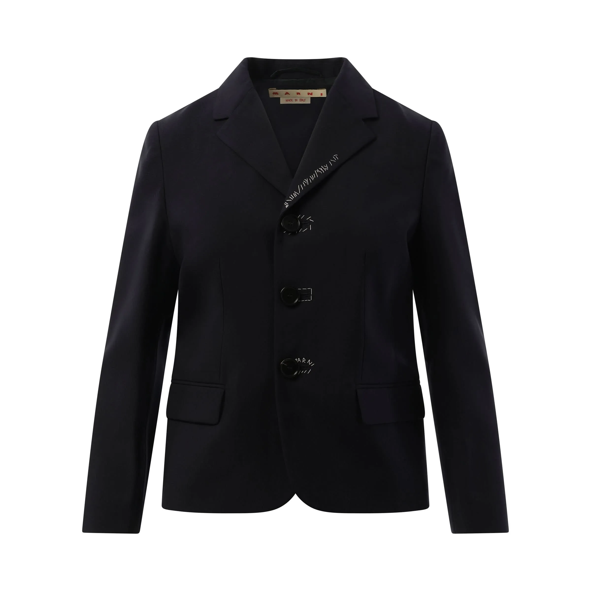 3 Button Wool Jacket in Blublack