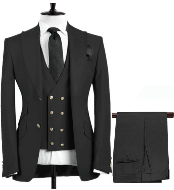 3 Pcs Set Suit Pants Vest Double breasted Custom Made / Fashion Men's Casual Boutique Business Groom Wedding Jacket Blazers Coat