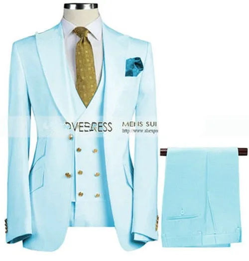 3 Pcs Set Suit Pants Vest Double breasted Custom Made / Fashion Men's Casual Boutique Business Groom Wedding Jacket Blazers Coat