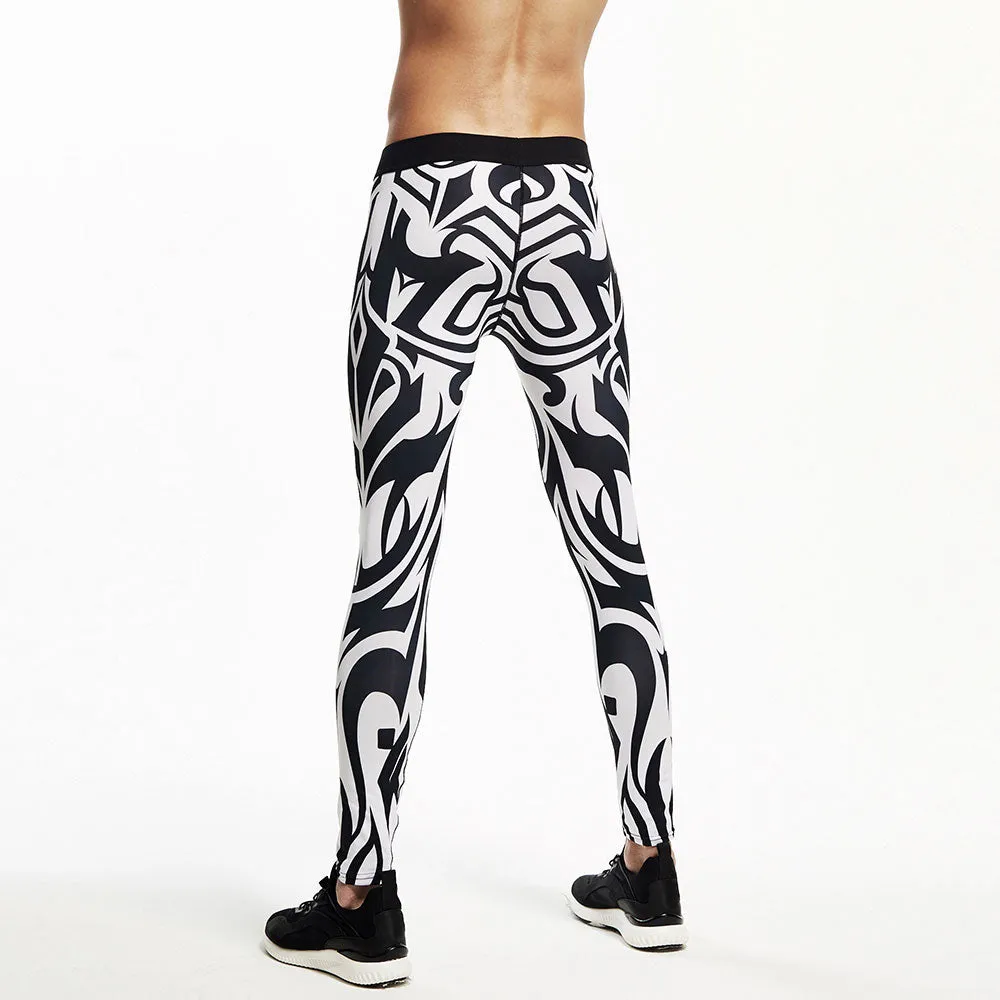 Abstract Printed Letter Waist Slim Fit Pants