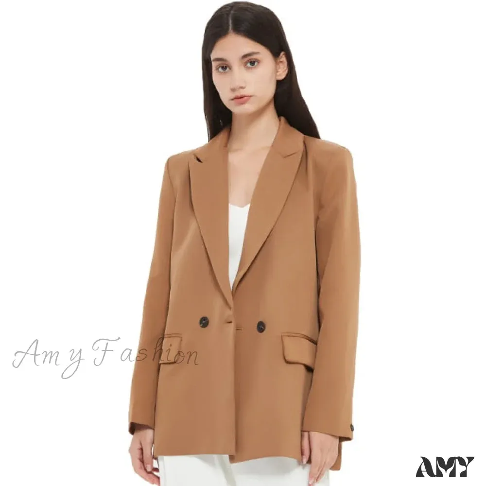 Amy Fashion - Casual Solid Color Pocket Decorative Blazer