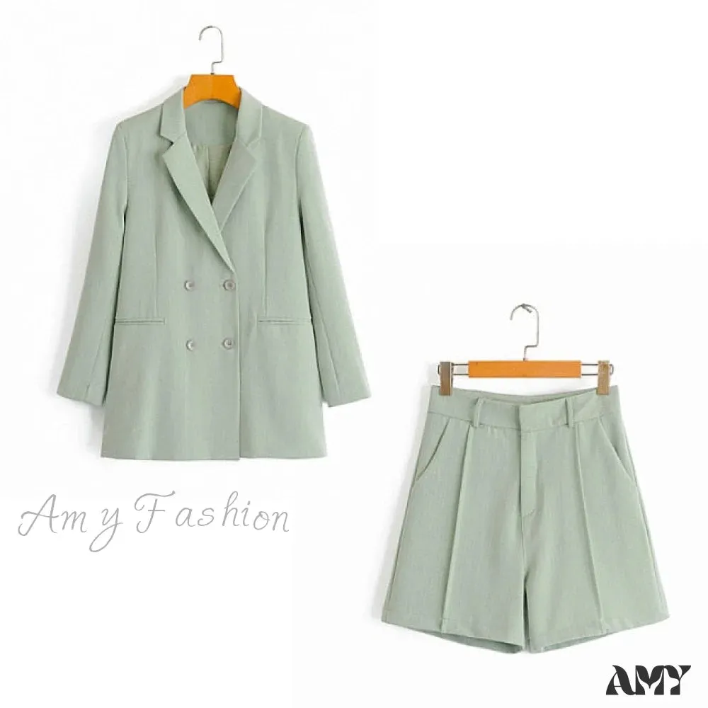 Amy Fashion - Double-breasted High Street Long Sleeve Blazer