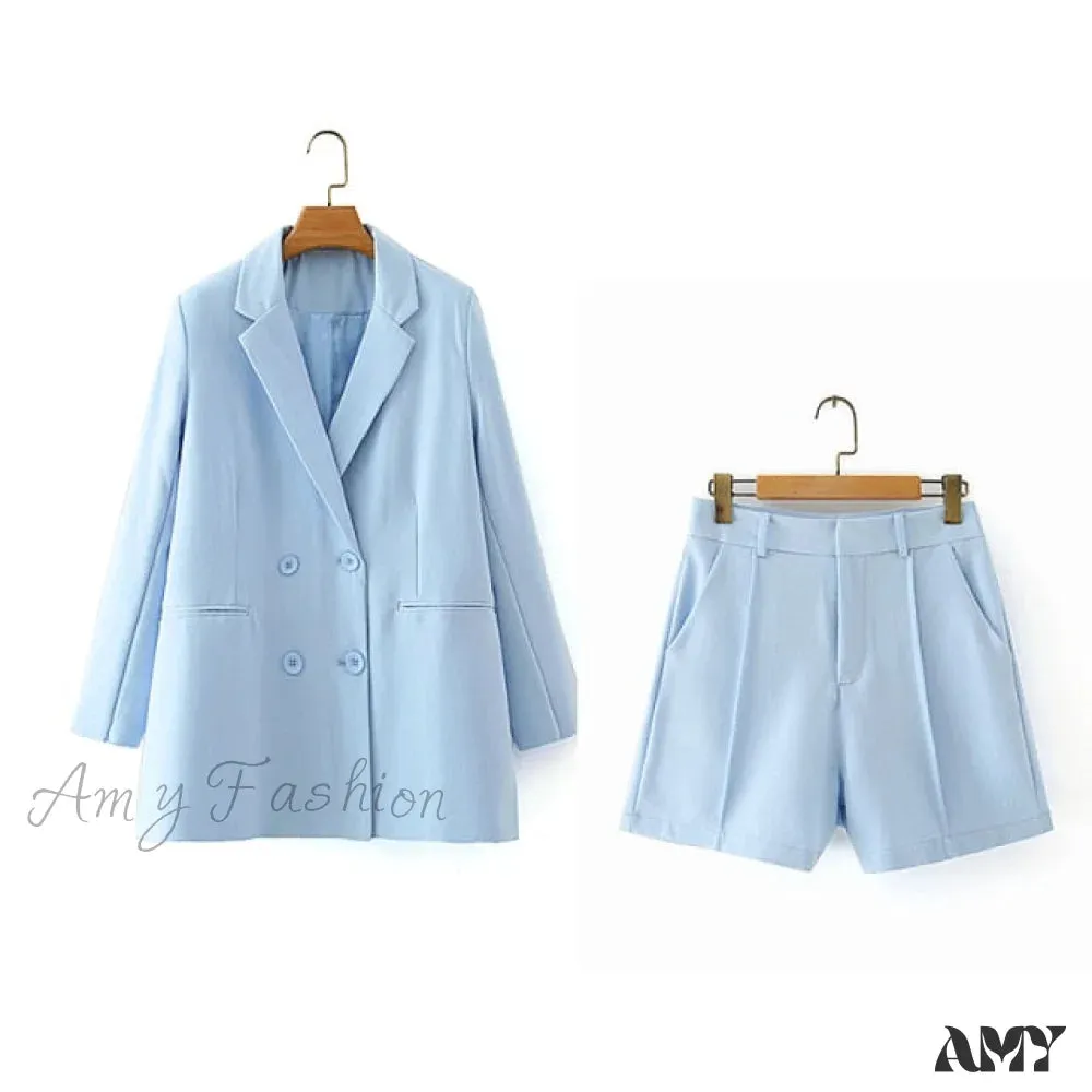 Amy Fashion - Double-breasted High Street Long Sleeve Blazer