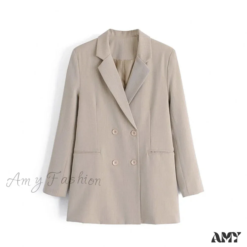 Amy Fashion - Double-breasted High Street Long Sleeve Blazer