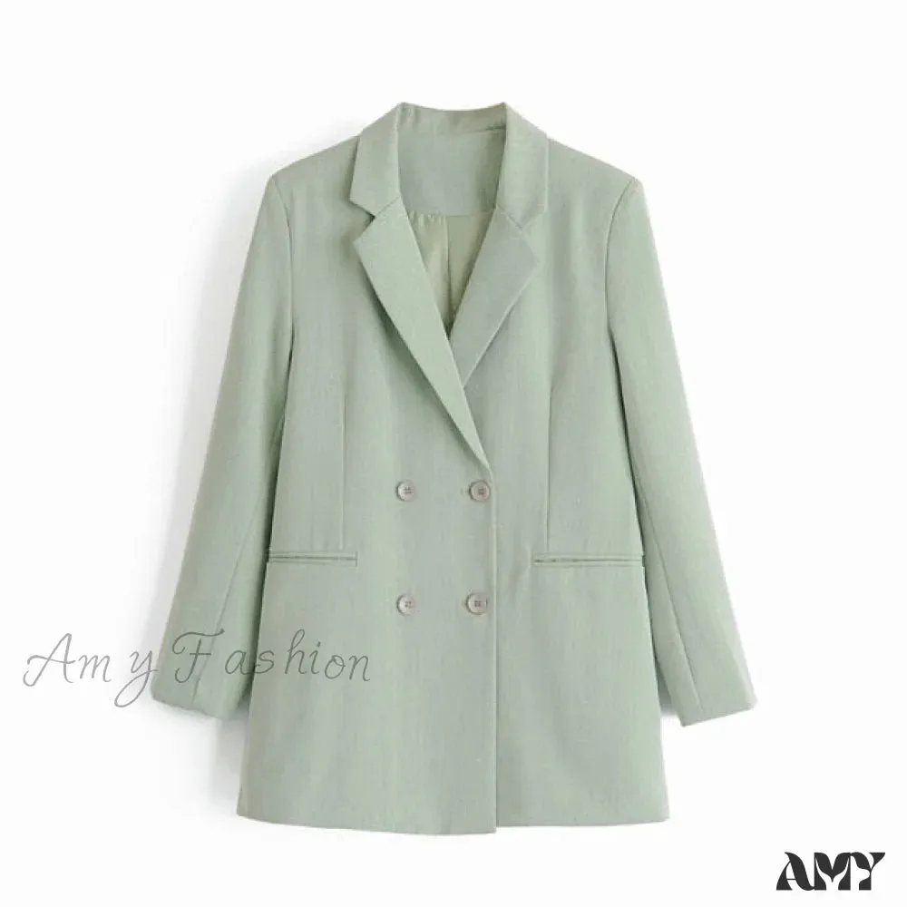 Amy Fashion - Double-breasted High Street Long Sleeve Blazer