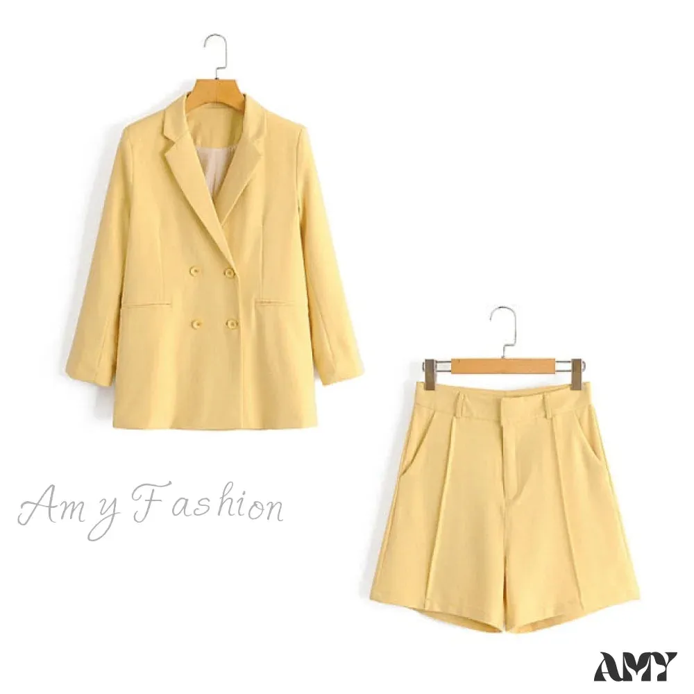 Amy Fashion - Double-breasted High Street Long Sleeve Blazer