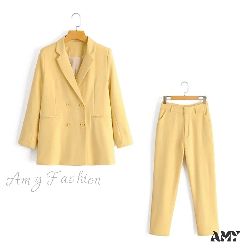 Amy Fashion - Double-breasted High Street Long Sleeve Blazer