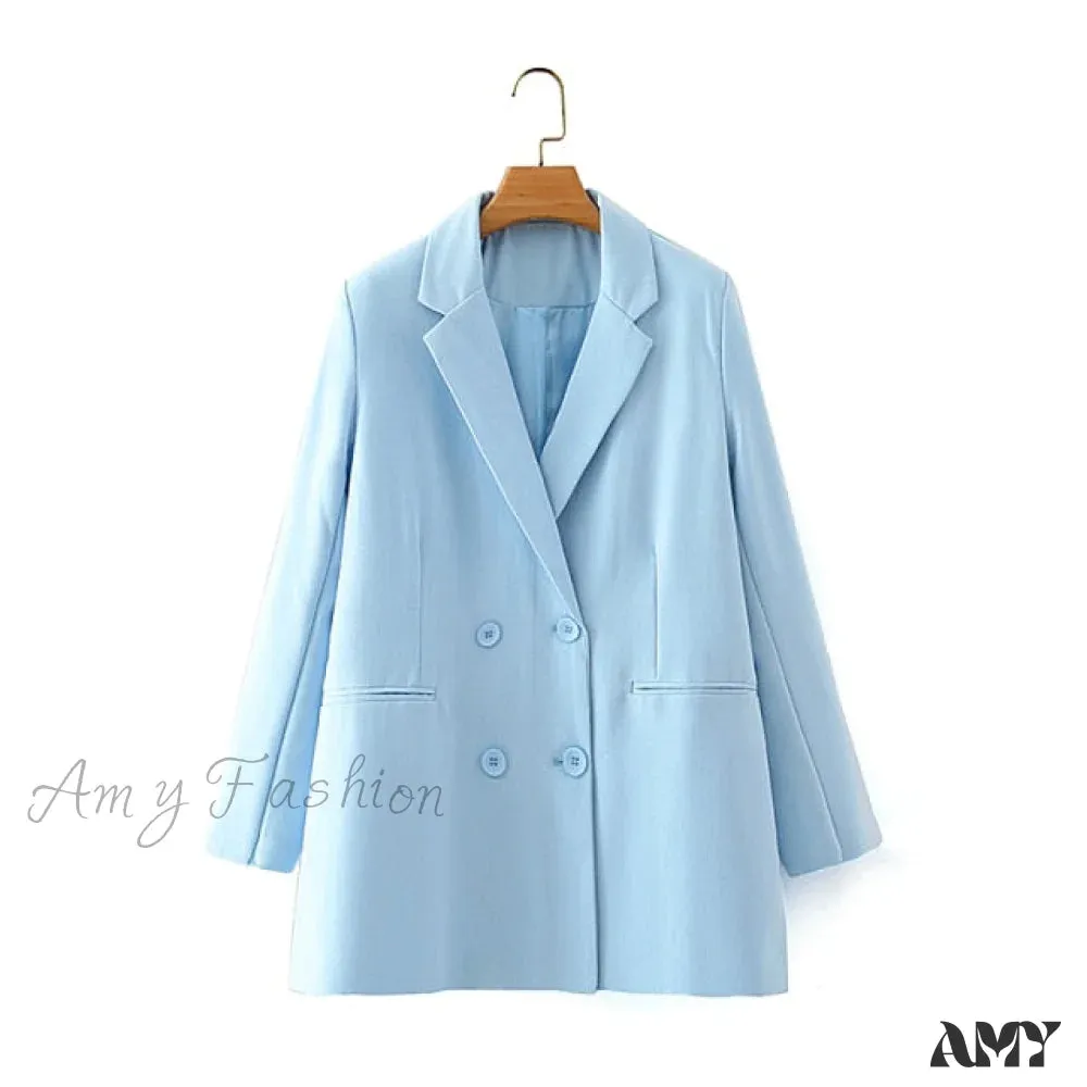 Amy Fashion - Double-breasted High Street Long Sleeve Blazer