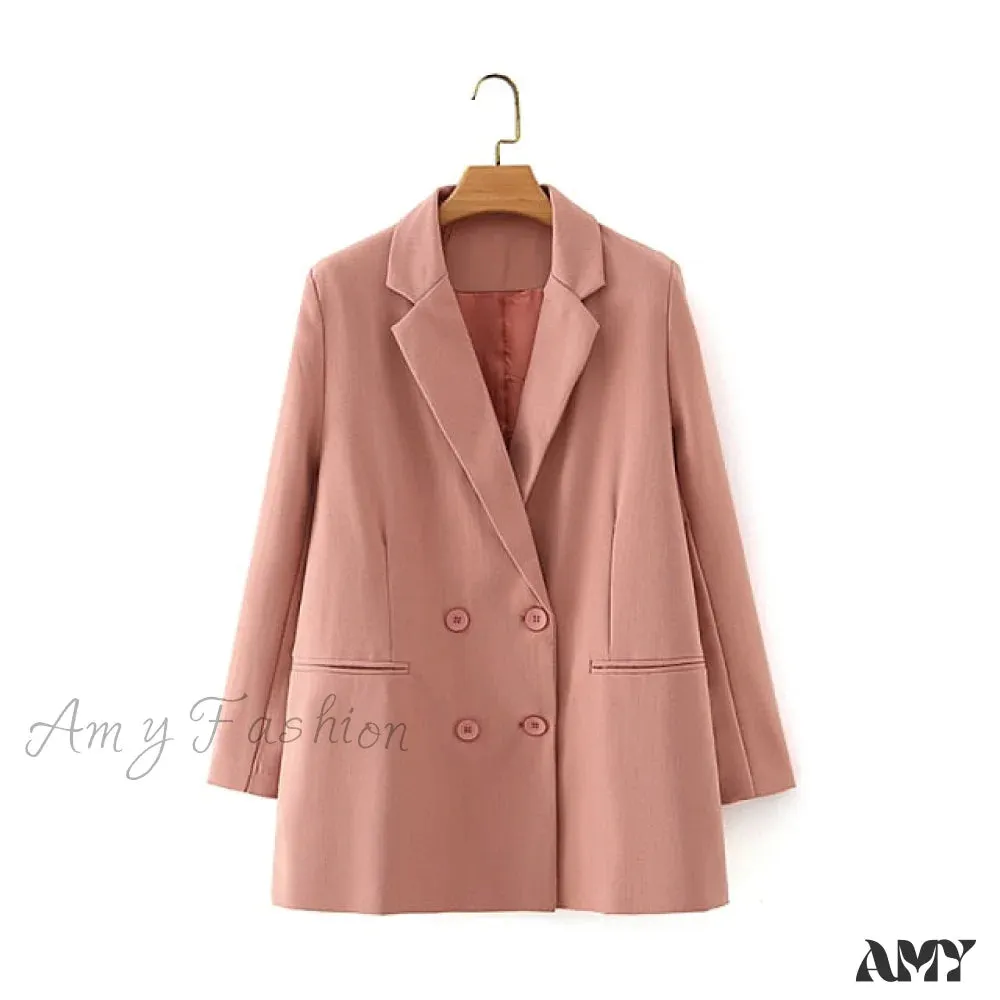 Amy Fashion - Double-breasted High Street Long Sleeve Blazer