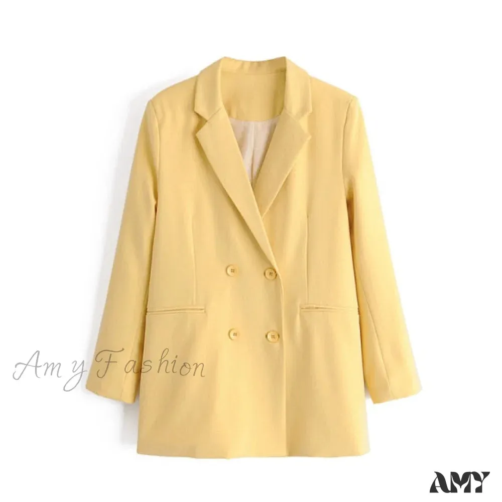 Amy Fashion - Double-breasted High Street Long Sleeve Blazer