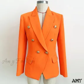 Amy Fashion - Lion Buttons Double Breasted Blazer