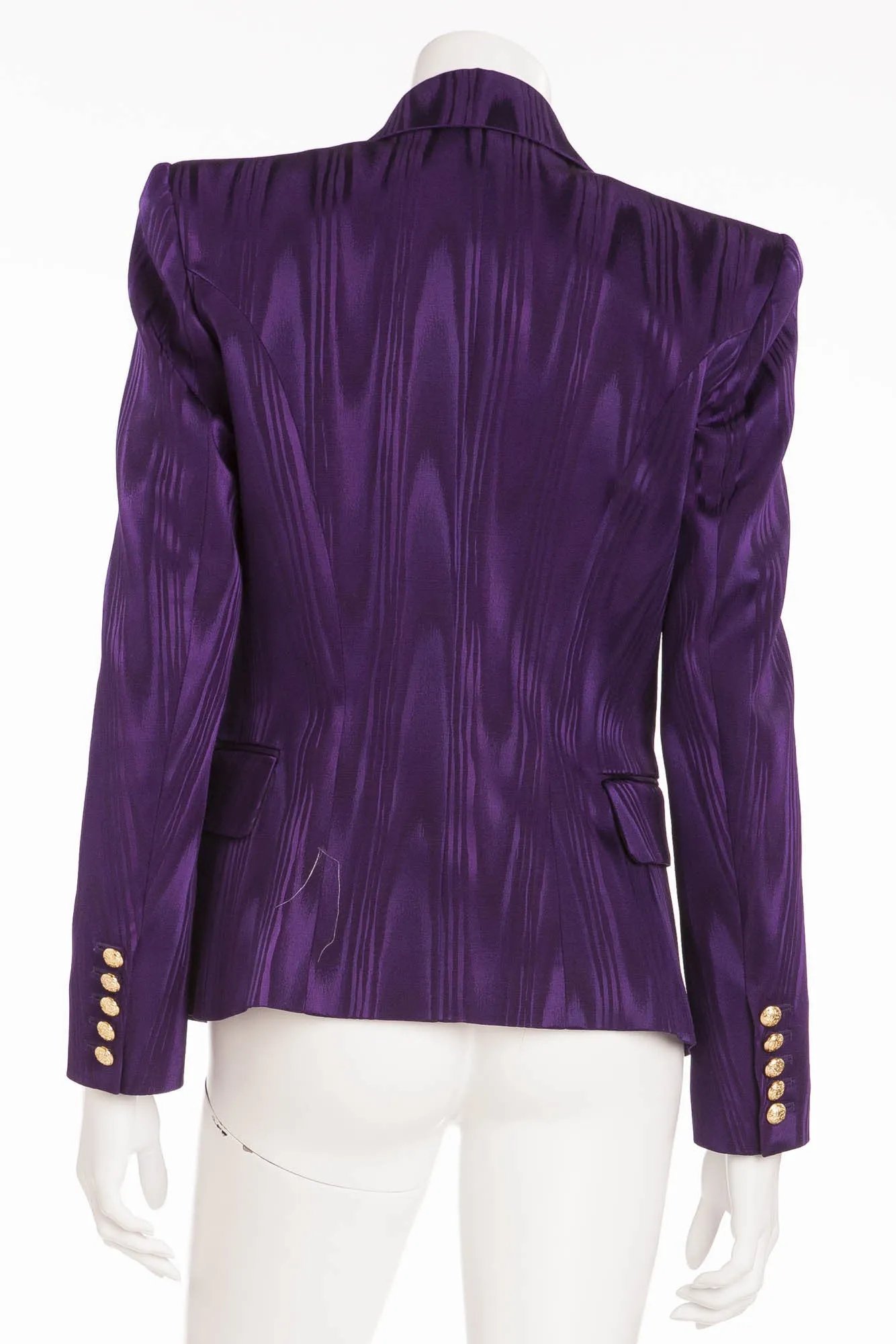 Balmain - Moire Effect Purple Striped Blazer Gold Buttons - FR 40