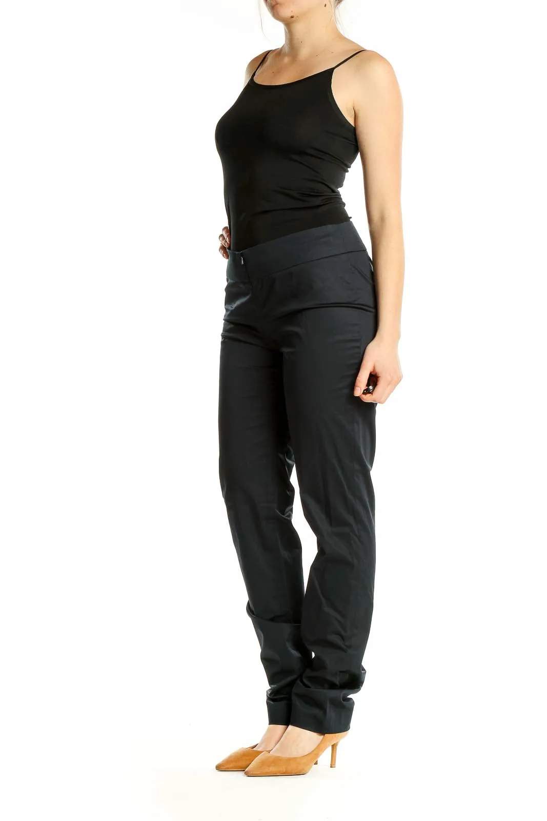 Black Slim-Fit Cotton Blend Pants