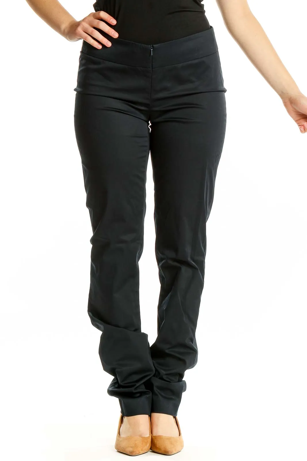 Black Slim-Fit Cotton Blend Pants