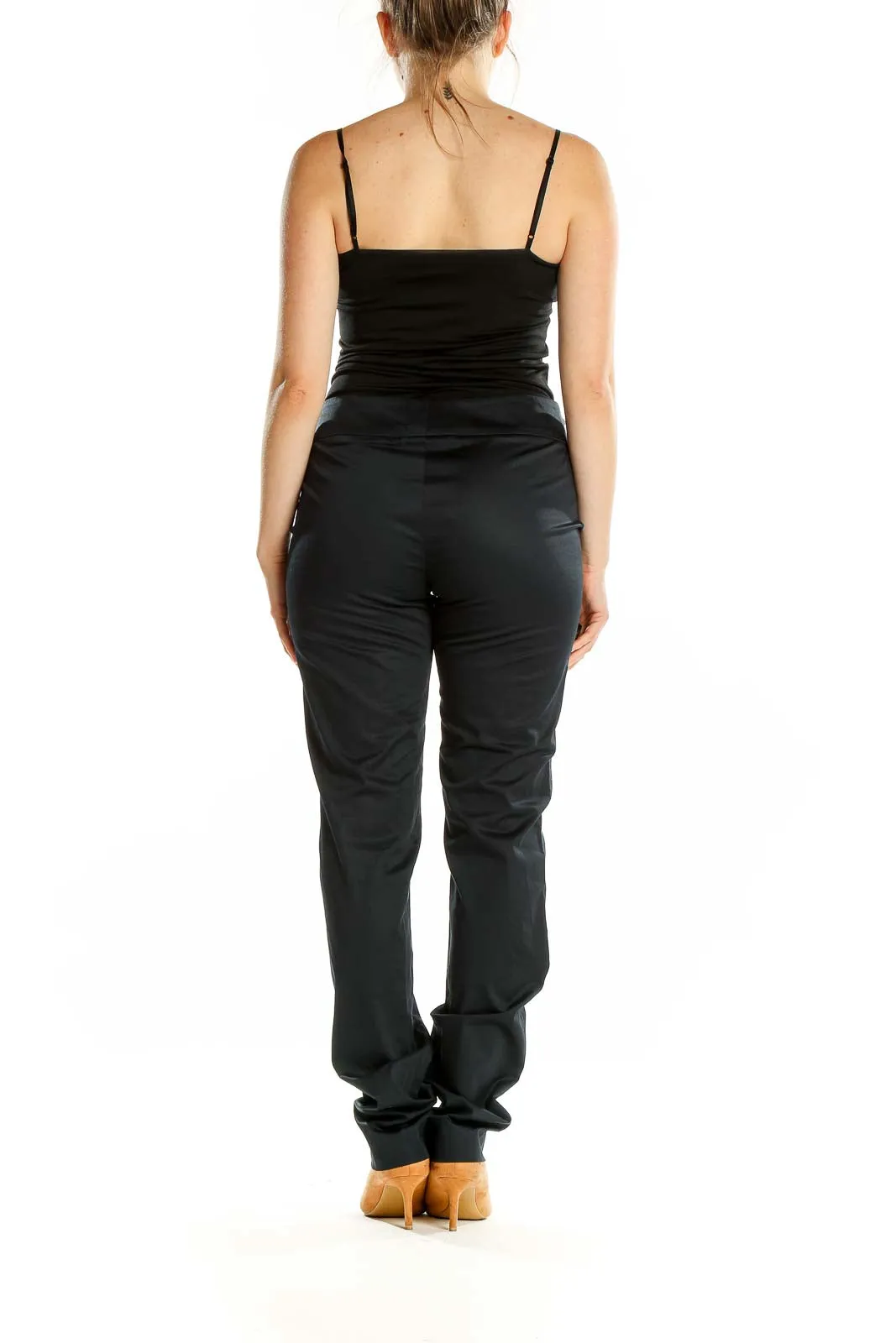 Black Slim-Fit Cotton Blend Pants