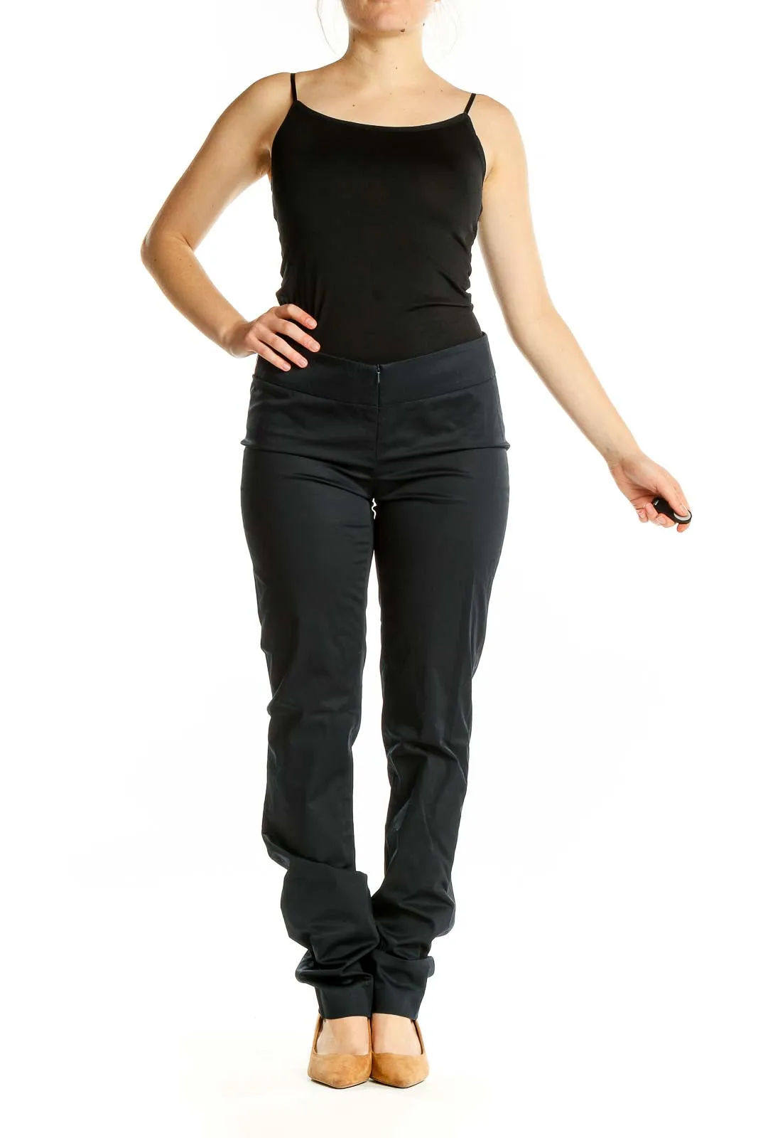 Black Slim-Fit Cotton Blend Pants