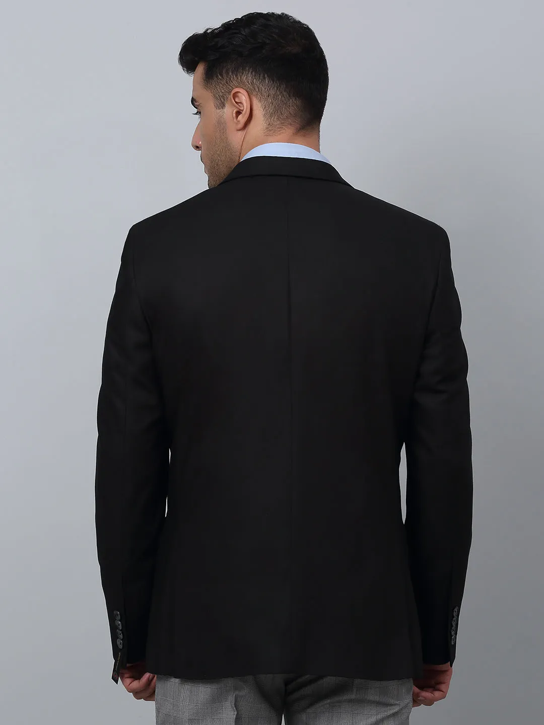 Black Solid Full Sleeves Formal Blazer For Men