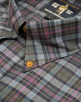 Blue Grey & Purple Plaid Wrinkle Free Sport Shirt by Rainwater's