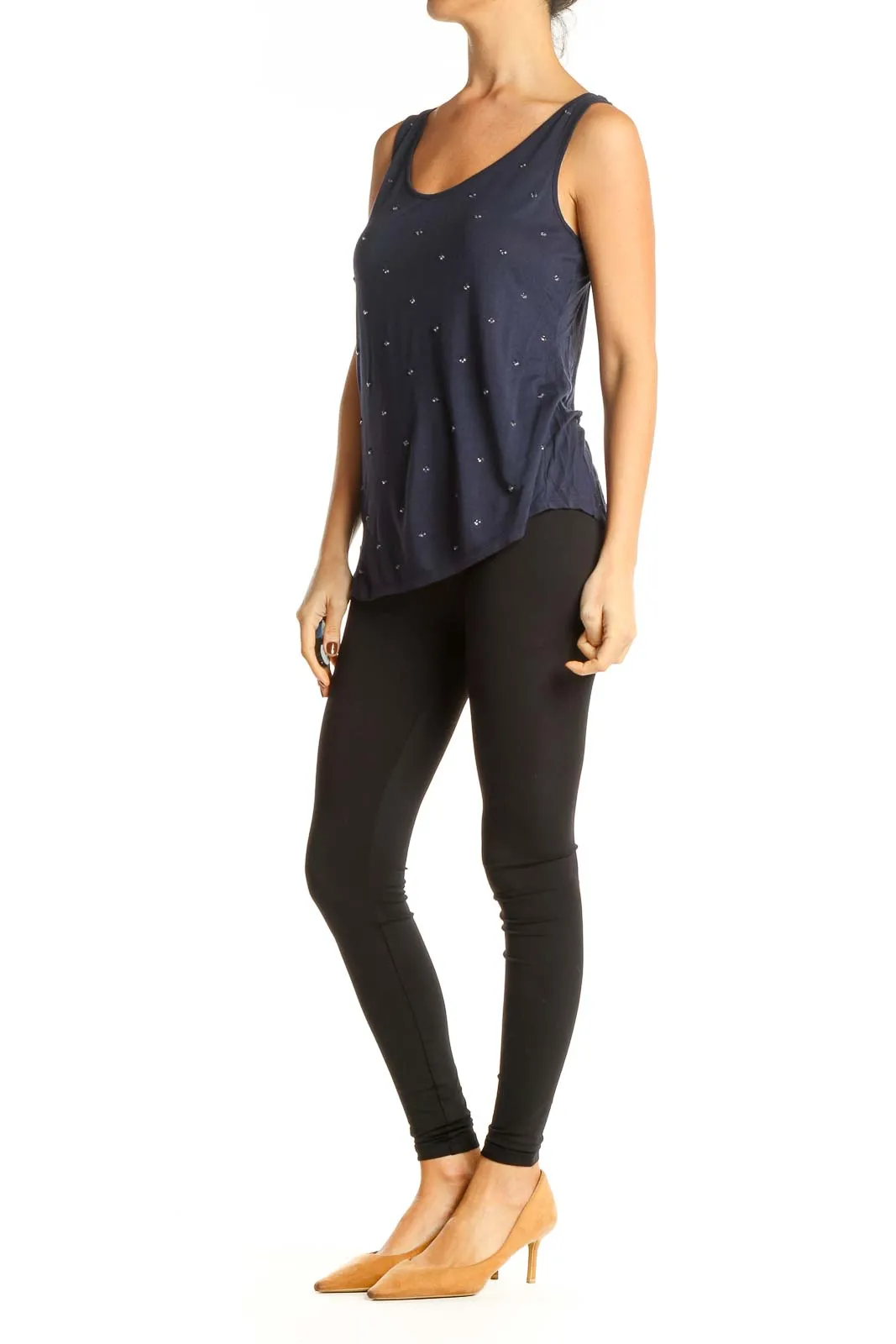 Blue Sequin Tank Top