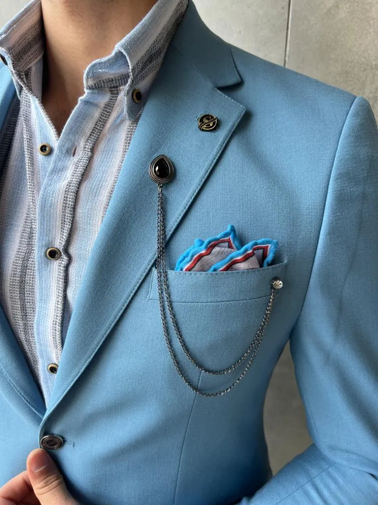 Bojoni Fremont Sky Blue Slim Fit  Blazer