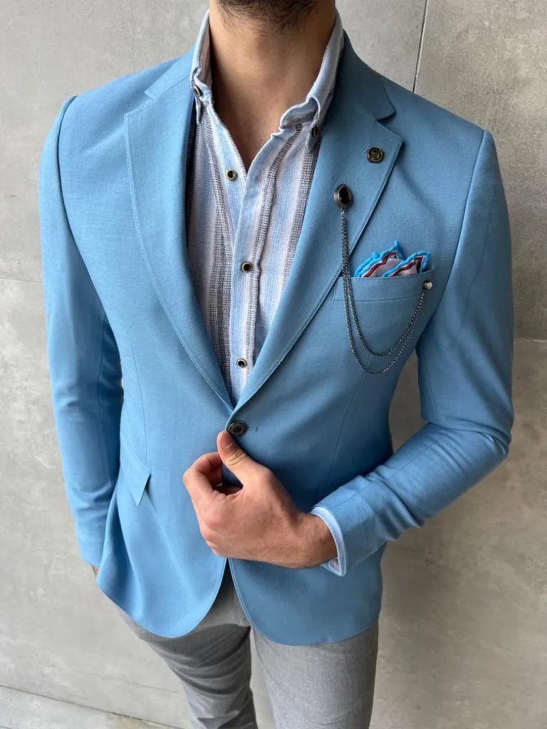 Bojoni Fremont Sky Blue Slim Fit  Blazer