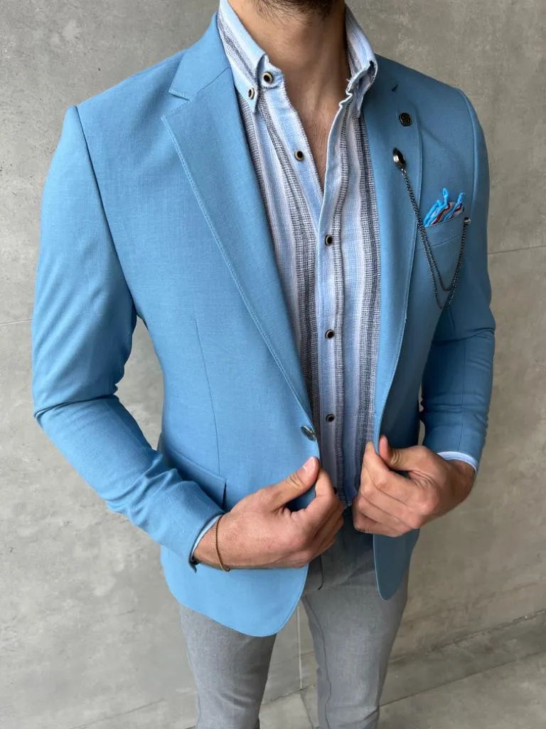 Bojoni Fremont Sky Blue Slim Fit  Blazer