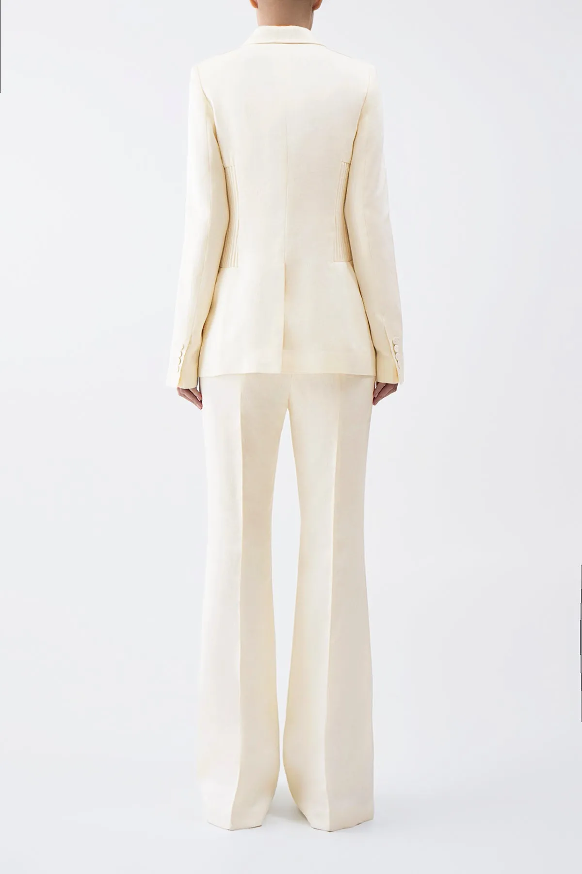 Brett Blazer in Ivory Textured Linen