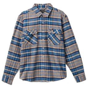 Brixton - Bowery Stretch Water Resistant Flannel Blue Heaven/Paradise Orange/Off White