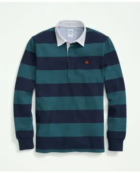 Brooks Brothers Men's Cotton Striped Rugby Green/Blue