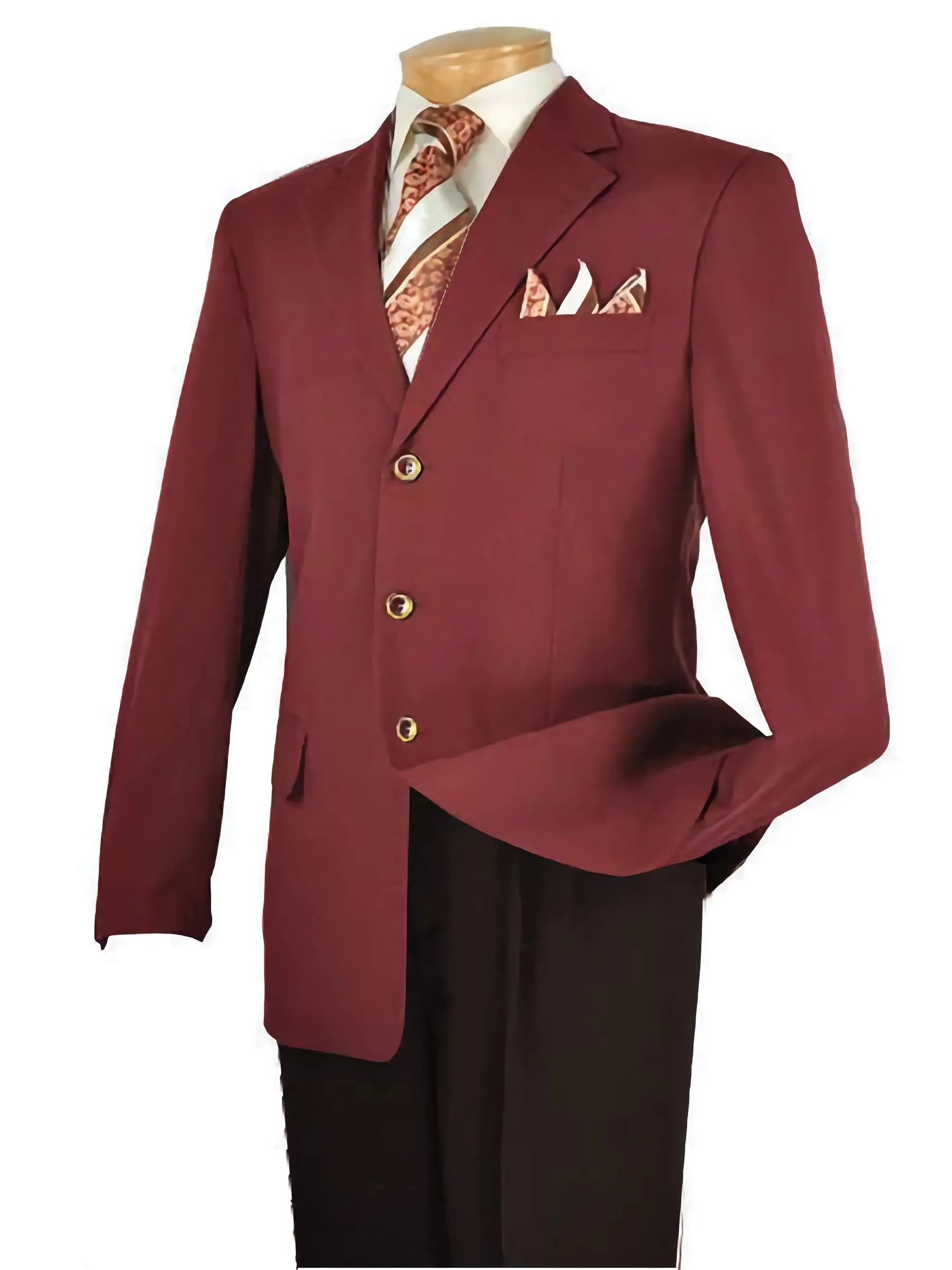 Burgundy Regular Fit 3 Button Blazer