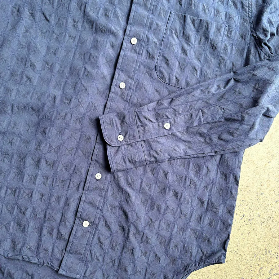 Classic Button Down - Japanese Ripple Jacquard Navy