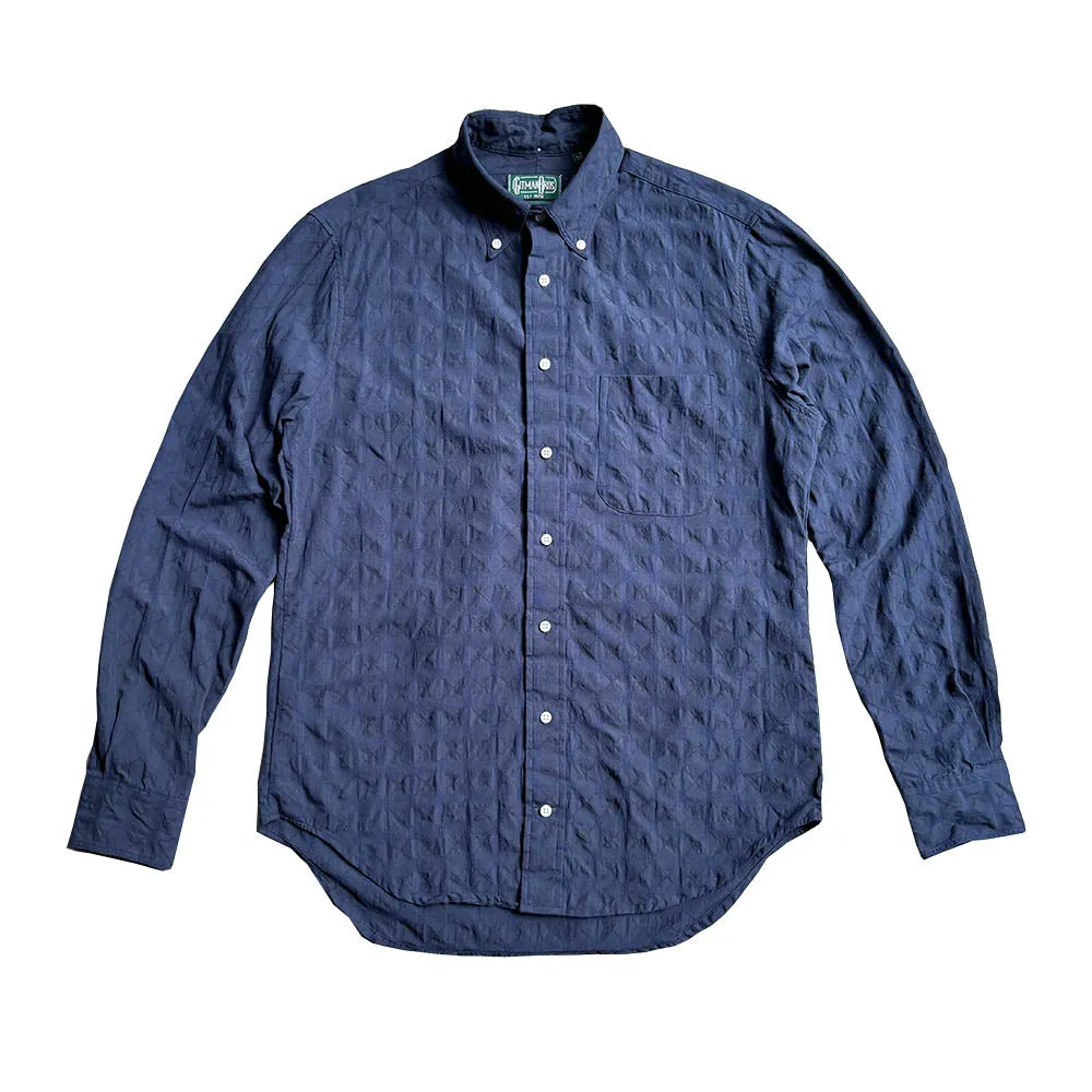 Classic Button Down - Japanese Ripple Jacquard Navy