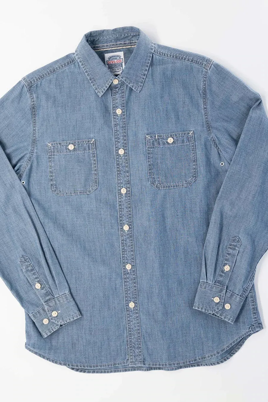 Devil Dog Military Chambray Shirt - Tyron Wash