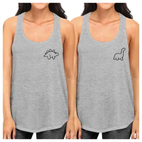 Dinosaurs BFF Matching Grey Tank Tops