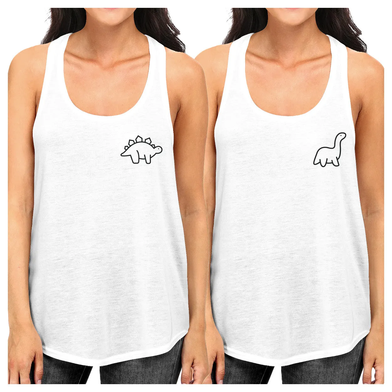 Dinosaurs BFF Matching White Tank Tops