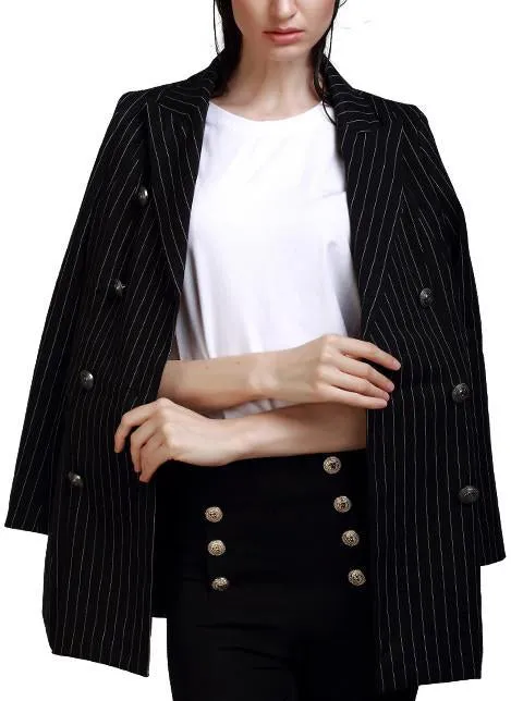 Double-Breasted Pinstripe Blazer