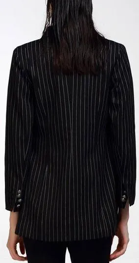 Double-Breasted Pinstripe Blazer