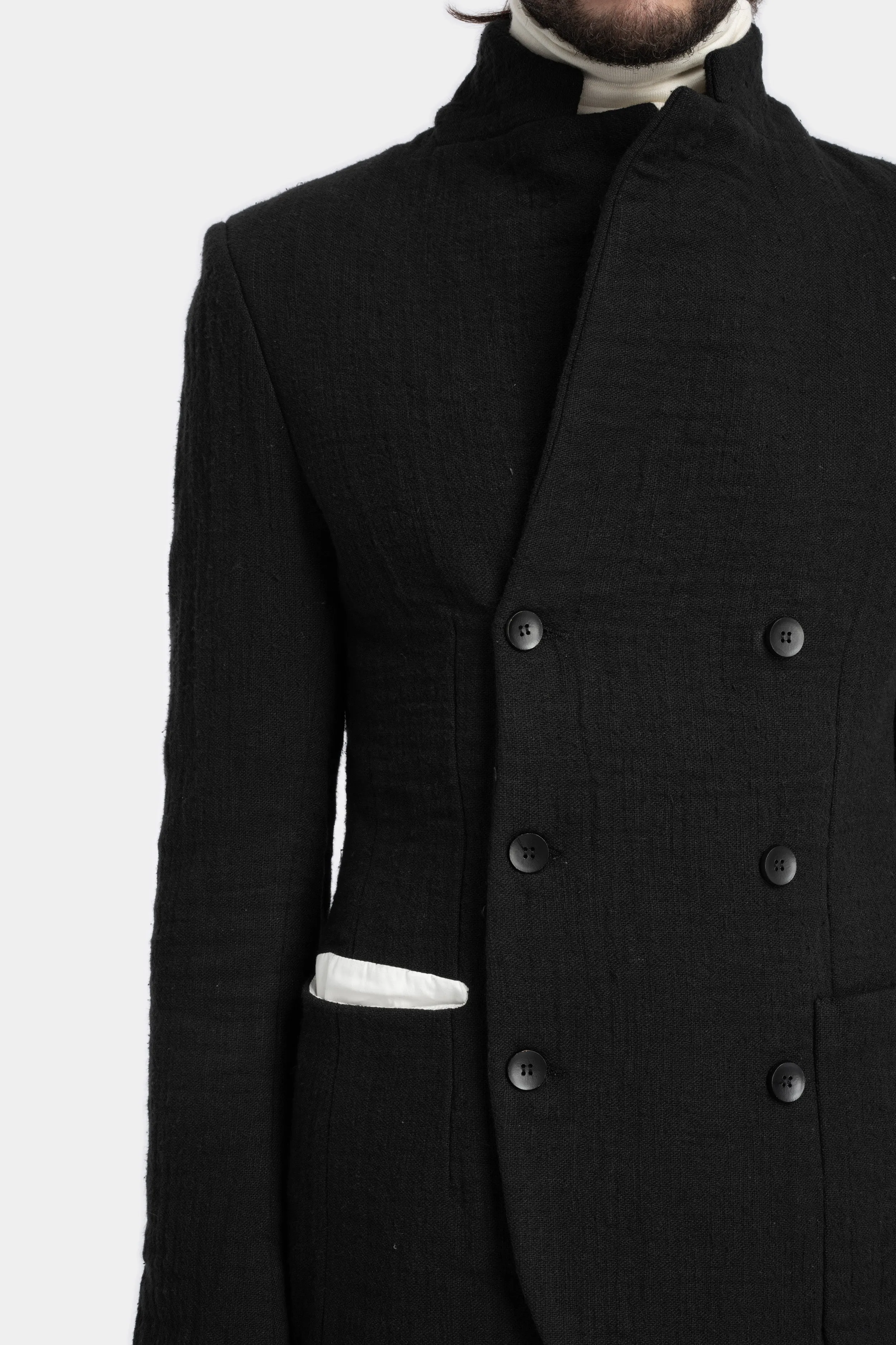 Double breasted wool blend blazer