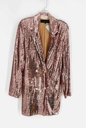 Endless Rose Size S Pink/Silver Double Breasted Sequin Blazer Blazer