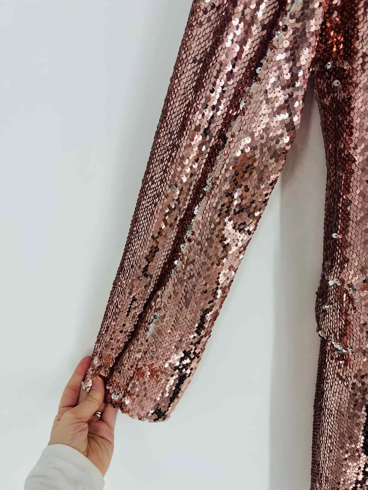 Endless Rose Size S Pink/Silver Double Breasted Sequin Blazer Blazer