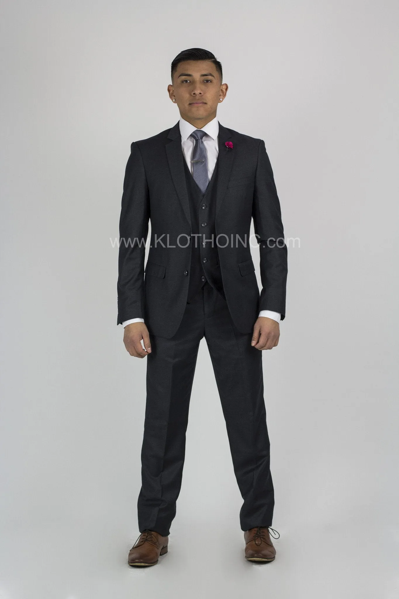 Fabio Fabrinni 2 Button 3 Piece Slim Fit Suit FF2S V-4030 Charcoal