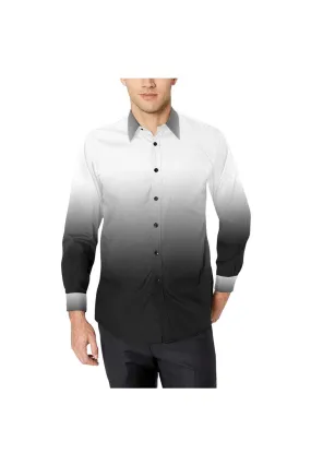 Fade Black Men's All Over Print Casual Dress Shirt