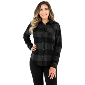 FXR Womens Timber Flannel Shirt Button-Up Charcoal/Black Grey