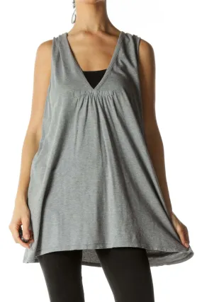 Gray 100% Pima Cotton Stretch Tank Top