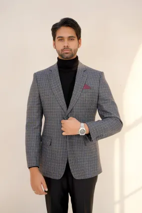 Grey Checks Worsted Tweed Classic Blazer